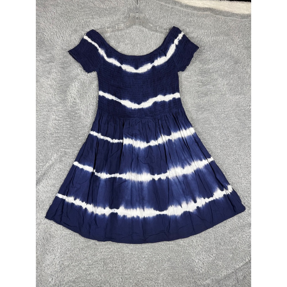 Body Glove Resort Dress Womens XL Blue White NWT Tie Dye Smocked Off Shoulder